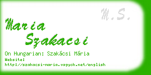 maria szakacsi business card