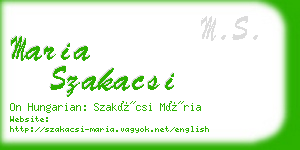 maria szakacsi business card